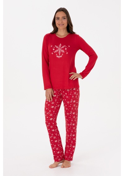 U.S. Polo Assn. Kadın Kırmızı Yılbaşı Temalı Pijama Takımı 50318862-VR030