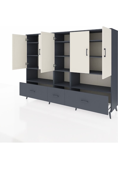 Hyperion Dolap 12 Raflı 3 Çekmeceli 5 Kapaklı 220x44x163 Antrasit Antrasit-aytaşı/antrasit Hyperion Dolap 12 Raflı 3 Çekmeceli 5 Kapaklı 220x44x163 Antrasit Antrasit-aytaşı/antrasit