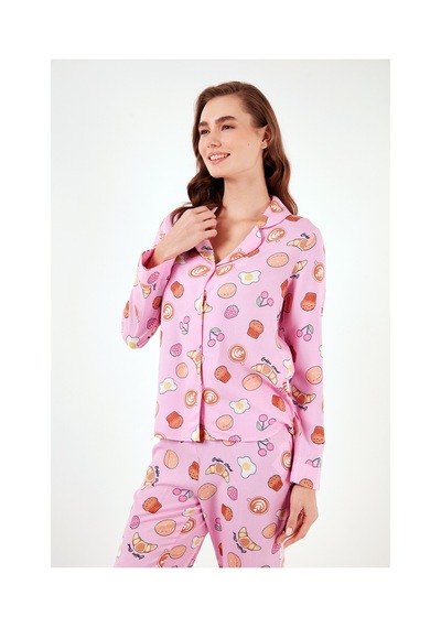 Lela Reguar Fit Yumuşak Dokulu Bayan Pijama Takımı 611Pt288Y Pembe