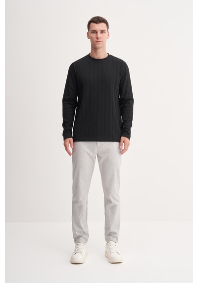 Cazador 53950 Erkek Bisiklet Yaka Sweatshirt Siyah