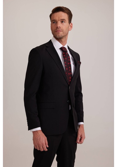 Erkek Siyah Regular Fit Takım Elbise