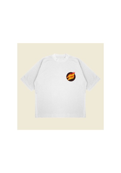 Tarzsokak Flaming Dot Santa Cruz Baskılı Oversize Unisex Pamuklu Nefes Alan Kalın Kumaşlı Beyaz