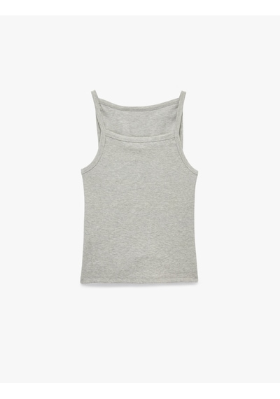 Koton Slim Fit Kolsuz Kayık Yaka Atlet Kar Melanj 6sal30118ık Gri Melanj