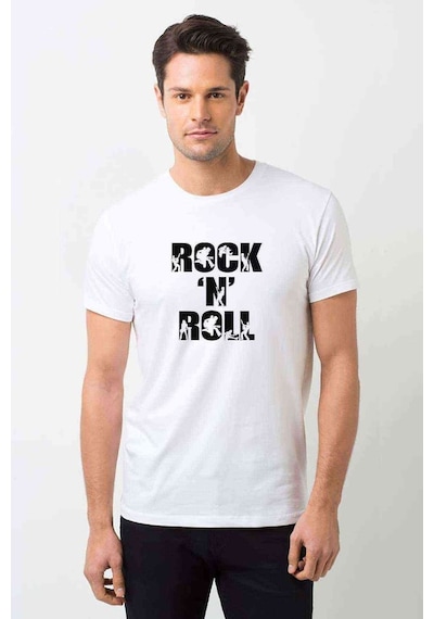 Rock'N Roll Gitar Rock Adamlar Sanatçılar Baskılı Beyaz Erkek Ts