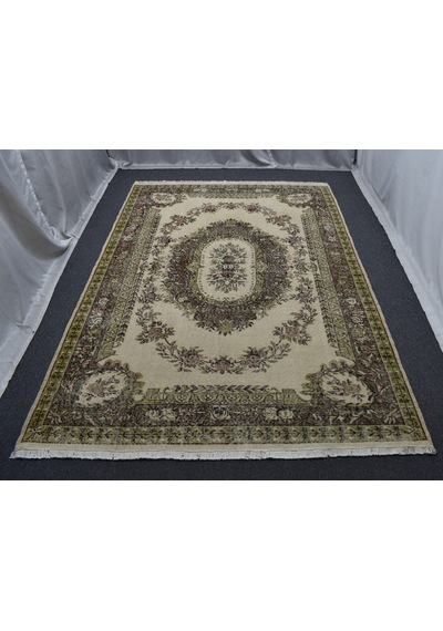 Zehra Abla Halı Vintage 6m2 El Dokuma Aubusson Model Eskitme Lüks Yün Salon Halısı 5867 Renkli