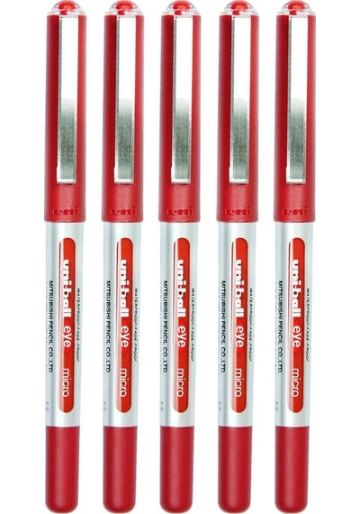Kırmızı Pilot Kalem 5 Adet Uniball Eye Mikro 0.5 Mm Roller Pilot Kalem Ub-150 Roller Uçlu Likit Mürekkepli Pilot Kalem Kırmızı