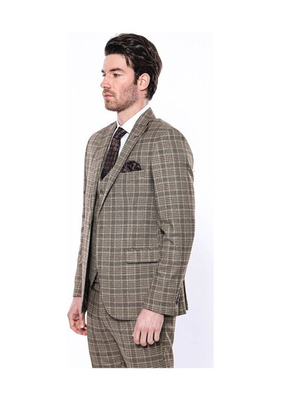 Wessi Ekose Slim Fit Kahverengi Erkek Ceket - Wessi Kahverengi Wessi Ekose Slim Fit Kahverengi Erkek Ceket - Wessi Kahverengi