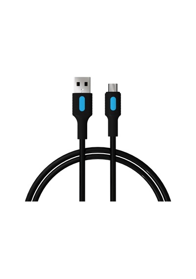 Lexroo Coral Micro Usb Hızlı Şarj Kablosu Siyah + Mavi/siyah Uç 150 Cm Standart