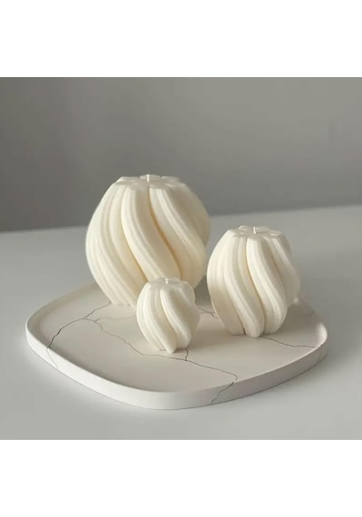 Silikon Mum 3d Küçük Boy Dönen Sütun Geometrik Dalgalı Sabun Beton Ve Taş Tozu Kalıbı Diğer
