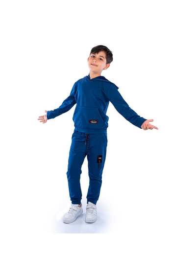 Mnk Baby & Kids Team Kanguru Cepli Kapüşonlu Çocuk Eşofman Mnk10074 Indigo