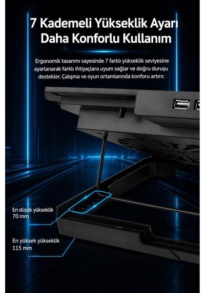 Laptop Soğutucu Çift Fanlı Ayarlanabilir Dizüstü Bilgisayar Soğutma Fanı Cf02