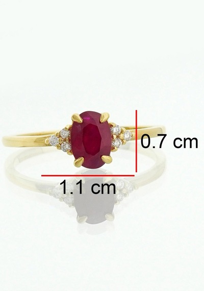 Yakut Oval Tektaş Pırlanta Yüzük