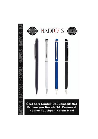 Özel Seri Günlük Dokunmatik Not Promosyon Baskılı Şık Kurumsal Hediye Touchpen Kalem Mavi