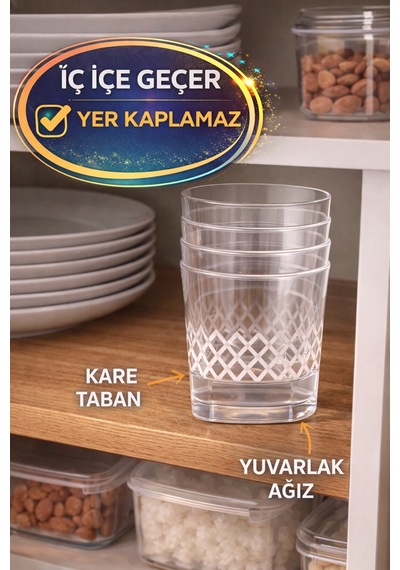 10 Lu Kare Desenli Plastik Viski Bardağı I Sert Şeffaf Kokteyl Meşrubat Bardak Parti 220 Cc