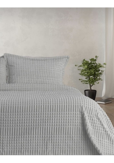 Merinos Modern Line 3'lü Açık Gri Battaniye Set 2 Kişilik(1 Battaniye 2 Yastık Kılıfı) Gri