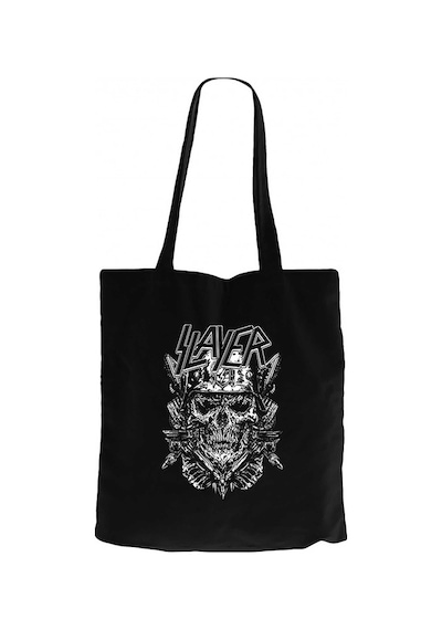 Slayer Soilder Skull Siyah Kanvas Bez Çanta Siyah