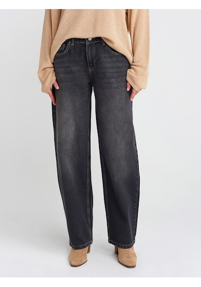 Dilvin 71769 Eskitmeli Mini Balon Denim Pantolon Siyah