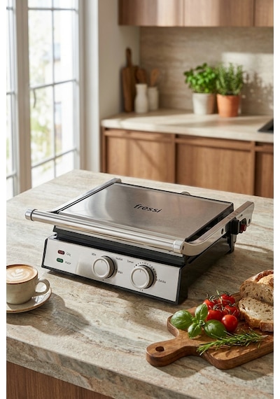Fressi Izgara Ve Tost Makinesi 2000w Döküm Ayarlanabilir Isı Ve Zaman Kontrollü Fr-tm301
