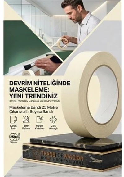Maskeleme Bandı 25 Metre Çıkarılabilir Boyacı Bandı 720781