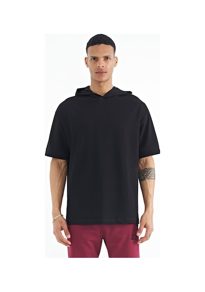 Tommy Life T11er-88179 Erkek Kapüşonlu Kol Etiket Detaylı Oversize T-shirt T11ER-88179-R1534