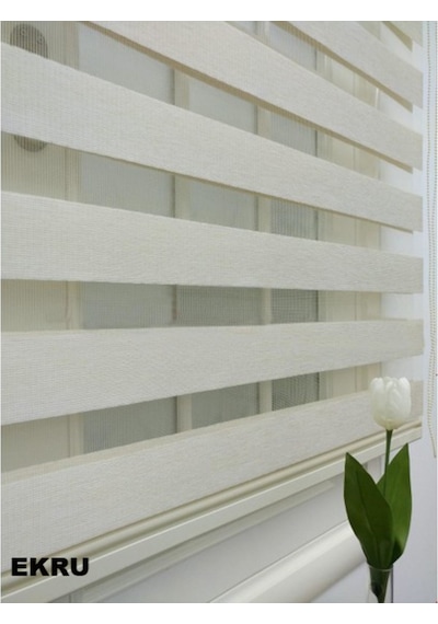 Asyhome Bambu Beyaz-Ekru-Krem-Gri Zebra Stor Perde