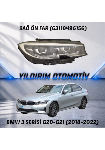 Yıldırım Oto Bmw 3 Serisi Sağ Ön Far 2018-2022 Arası 63118496156 1 Adet