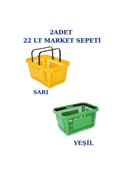 2 adet 22Litre Market ve Alışveriş Sepeti, Saplı Market Sepeti R