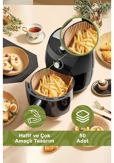 Mithra Life 50 Adet Hava Fritözü Airfryer Pişirme Kağıdı Kalıbı Mıt1170 Kahverengi