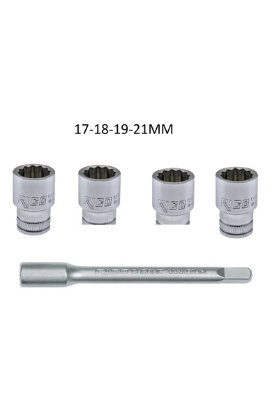 1/2 Kısa Yıldız Lokma 12 Köşe 17-18-19-21mm 250mm Uzatma Ara Kol