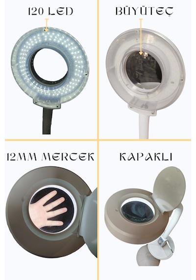 Beauty Vogue Plastik Ayaklı Loop Işıklı Büyüteç Lamba DF-ML03 120 LED 5x Büyütme