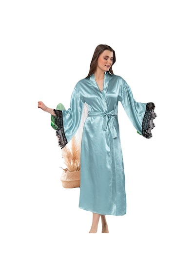 Faal Saten Dantelli Uzun Sabahlık Kimono 5901 001