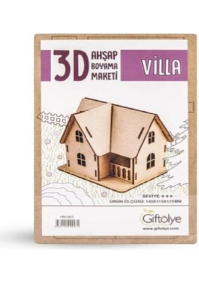 Giftölye 3D Ahşap Boyama Maketi Villa Modeli