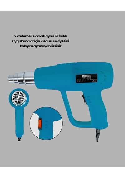 2000w Profesyonel 2 Kademeli Isı Tabancası Sıcak H.a Üfleme