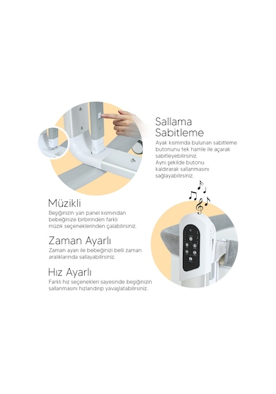 Huggy Moon Oyun Parkına Dönüşebilen Anne Yanı Elektrikli Beşik