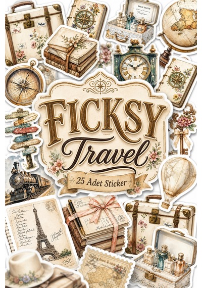 Vintage Seyahat Temalı Sticker Seti - 25 Adet Travel Etiket Çıkartma Diğer