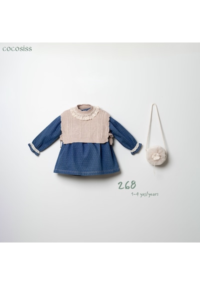 Cocosis İncili Süveterli Çantalı Kız Elbise 1-4 Yaş -268680 - Pembe Pembe