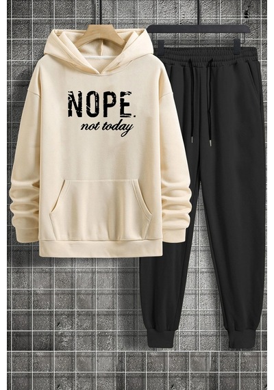 Uyguntarz Unisex Nope Baskılı Eşofman Takımı Bej