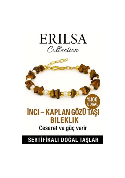 Sertifikalı Kırık Taşlı Model İnci Kaplan Gözü Taşı Bileklik Çok Renkli
