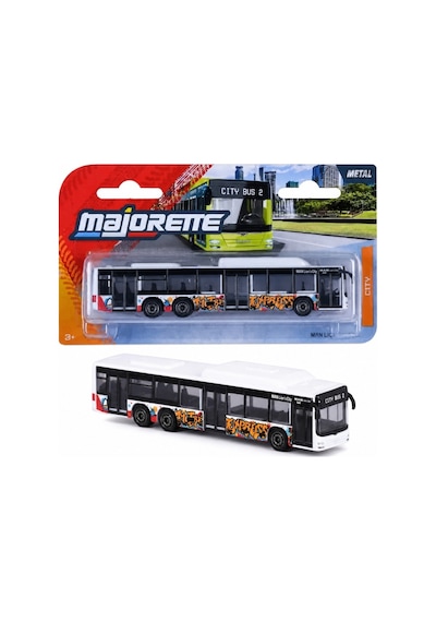 Majorette Man Lion S City C Beyaz Grafiti Desenli Metal Şehir Otobüsü 13 Cm