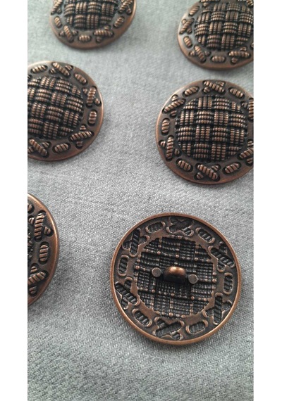 Antık Bakır Metal Düğme 35 Mm 6 Adet