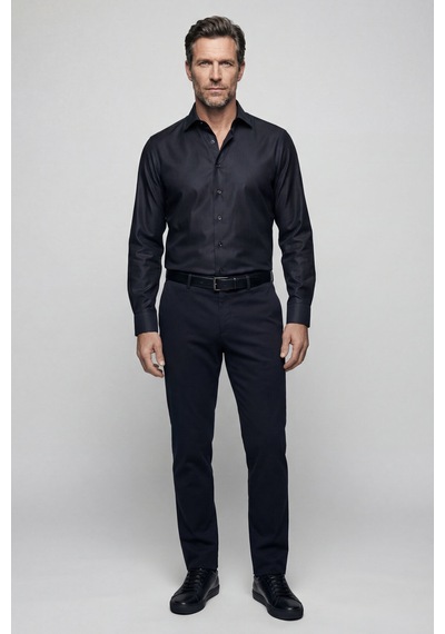 Bisse Regular Fit Klasik Yaka Siyah Cepsiz Erkek Gömlek Gmkls4kc242042 D99