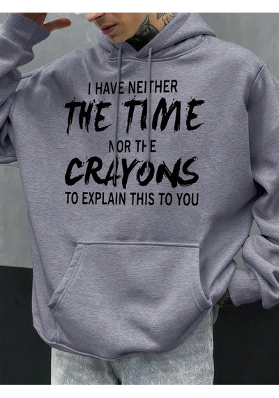 Startmore Tarzsokak Komik Desenli Sonbahar Erkek Kapüşonlu Cepli Sweatshirt Günlük Polar Yumuşak Kazak Hip Hop Kı Gri