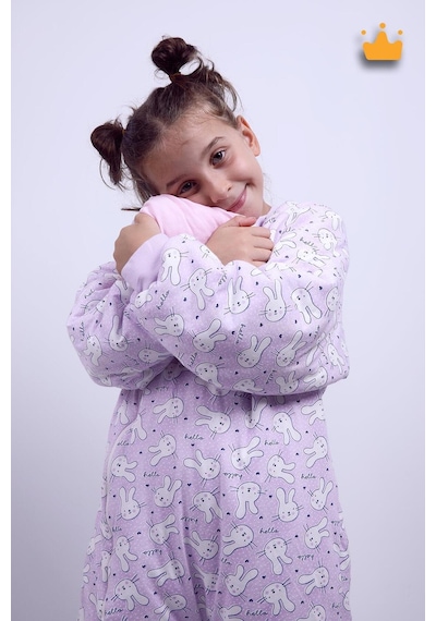 Babyhola 2.5 Tog Yorgan Gerektirmeyen Kalın Elyaf Dolgulu Çocuk Uyku Tulumu Pamuk Astarlı Unisex 6020 Mor
