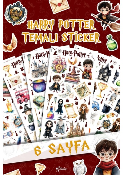 Harry Potter Temalı Mini Sticker Seti 111 Parça - Sevimli Koleksiyon Stickerları, Eğlenceli Set Çok Renkli
