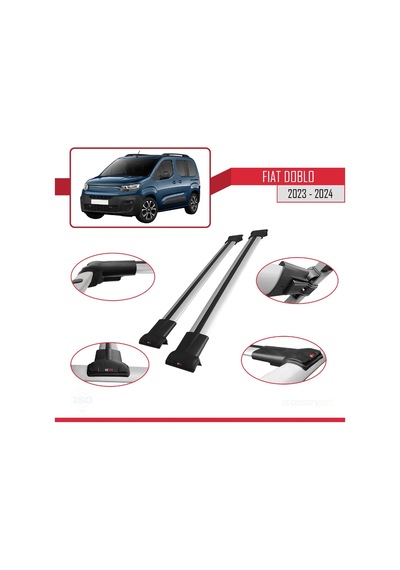 Fiat Doblo 2023 Ve Sonrası İle Uyumlu Fly Model Ara Atkı Tavan Barı Gri
