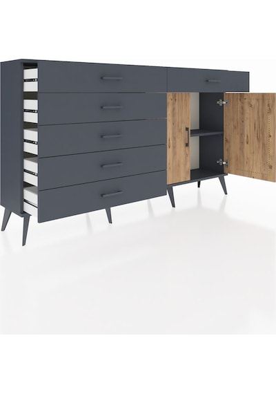 Arges Konsol Tek Raflı 6 Çekmeceli 2 Kapaklı 176x30x99 Antrasit-ç Antrasit-çam/antrasit Arges Konsol Tek Raflı 6 Çekmeceli 2 Kapaklı 176x30x99 Antrasit-ç Antrasit-çam/antrasit
