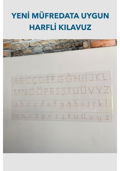 Harfli Kılavuz Akıllı Kağıt Tahta Yazı Tahtası 120x55 Cm Şeffaf