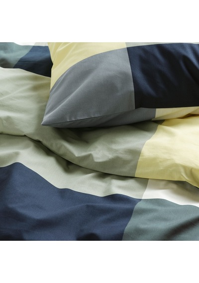Ikea Brunkrıssla Çift Kişilik Nevresim Takımı 220 X 240 Cm Koyu Gri - Sarı - Koyu Yeşil - Koyu Lacivert Çok Renkli