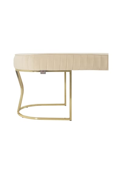 Viego Gold Striped- Krem Kapitoneli Chester Model Puf & Bench & Koltuk & Uzun Makyaj Puff & Yatak Ucu &önü