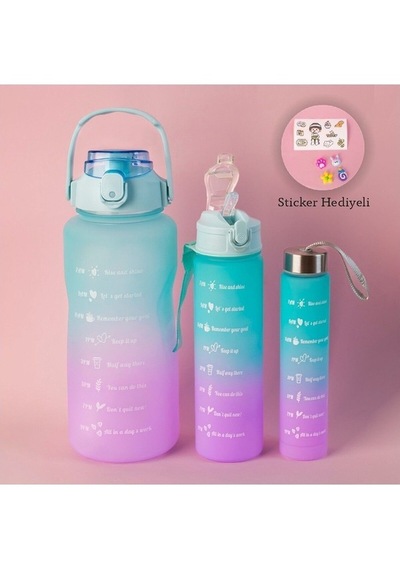 3'lü Sticker Kokusuz Motivasyon Matarası Çocuklar İçin